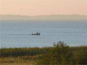 Die Halbinsel Loddiner Hft auf Usedom: Fischerboot auf dem Achterwasser.