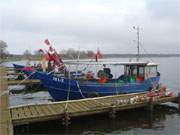 Winterruhe naht: Fischerboote im Hafen von Kamminke an der Haffkste Usedoms.
