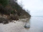 Viele Meter Strand sind am Fuß des Streckelsberges beim Ostseebad Koserow verloren gegangen.