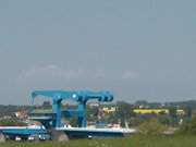 Blick aufs Festland: Die Brcke auf die Insel Usedom bei Wolgast.