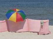 Dem khlen Wind trotzen: Windfang am Strand von Bansin.