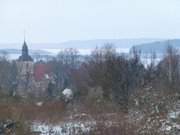Blick über Benz und den Schmollensee: Schnee im Usedomer Hinterland.