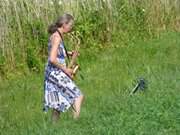Probe am Achterwasserdeich: Saxophonspielerin bei Koserow.