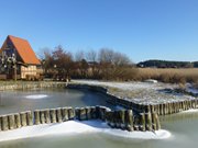 Seebad ckeritz auf Usedom: Achterwasserhafen im Winter.