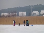 Schlittschuhlaufen auf dem Achterwasser: Winter auf Usedom.