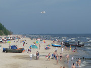 Gut gefllt ist der Strand des Ostseebades Bansin.