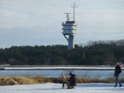 Tower des Hafens Swinemnde: Maler am Ostseestrand.