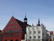 Hansestadt Greifswald: Bürgerhäuser am Marktplatz.