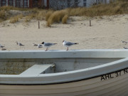 Fischerboot auf dem Ostseestrand: Kaiserbad Ahlbeck auf Usedom.