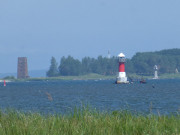 Insel Ruden mit Messturm: Landschaft am Greifswalder Bodden.