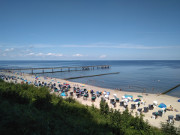 Ostseebad Koserow auf Usedom: Strand und Seebrcke.