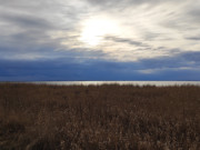 Dunkle Wolken: Usedomer Achterwasserküste bei Koserow.