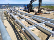 Verzinkte Stahlkonstruktion: Errichtung der neuen Seebrcke.