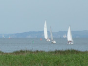 Wassersport auf dem Greifswalder Bodden: Segelboot zwischen Usedom und Rgen.