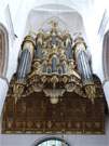 Marienkirche in der Hansestadt Stralsund: Die Orgelempore in beeindruckender Höhe.
