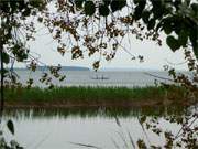 Gnitz nahe Ltow: Fischerboot auf dem Achterwasser.