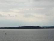 Segelboote auf dem Achterwasser: Blick vom "Möwenort", der Südspitze der Usedomer Halbinsel Gnitz.