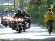 Zeltplatz ckeritz auf Usedom: Die letzten Biker machen sich auf den Weg nach Hause.