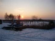 Abendstimmung am Loddiner Hafen: Auf Usedom herrscht tiefer Winter.