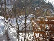 Winterurlaub auf Usedom: Auf der Terrasse einer Steinbock-Ferienwohnung.