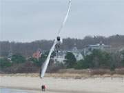 Kunstflug: Mwe vor den Hotels und Ferienwohnungen an der Zinnowitzer Strandpromenade.