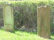 Hinterland der Insel Usedom: Alte Grabsteine auf dem Friedhof von Morgenitz.