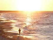 Naturpark Insel Usedom: Sonnenuntergang ber der Ostsee beim Bernsteinbad Zempin.