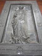 Geheimnisvoll: Grabplatte der Hezogin Sophie von Meklenburg in Sankt Nikolai in der Hansestadt Wismar.