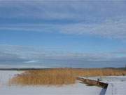 Alles verschneit: Der Achterwasserhafen des Bernsteinbades ckeritz auf Usedom.