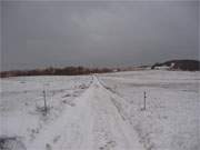 Blick zurck: Weg vom verschneiten Hftberg nach Loddin.