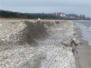 Blick nach Heringsdorf: Eisberge am Ostseestrand des Kaiserbades Ahlbeck.