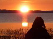 Usedomer Tagesausklang: Sonnenuntergang am Achterwasserhafen des Bernsteinbades ckeritz.