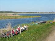 Blick nach ckeritz: Fischereigert an der Melle in der Nhe des Seebades Loddin.