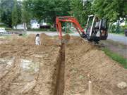 Der erste Spatenstich im Seebad Loddin: Die Bauarbeiten im 'Alten Schulgarten' haben begonnen.