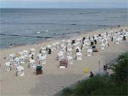 Symbol fr den Urlaub am Ostseestrand: Strandkrbe am Bernsteinbad Koserow auf Usedom.
