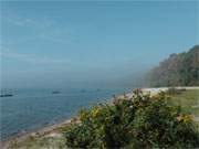 Sandstrand: Das Oderhaff an der Insel Usedom zwischen Kamminke und Neverow.