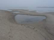 Feiner Regen geht ber dem weiten Sandstrand vor dem Usedomer Ostseebad Koserow nieder.