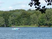 Im Hinterland Usedoms: Tretboot auf dem Wolgastsee.