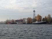 Im Hafen Peenemnde: Boote am Peenestrom.