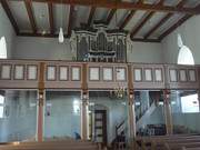 Stolpe im Haffland der Insel Usedom: Orgelempore in der Kirche.