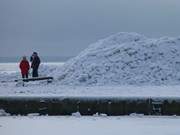 Eisberge auf der Mole von Kamminke: Winter am Stettiner Haff.