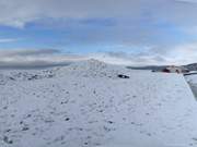 Eisgang auf dem Oderhaff: Kamminke-Panorama von der Mole aus.