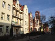 Kirchturm ohne Dach: Kriegsfolgen in der Hafenstadt Swinemnde.