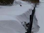 Bndiger Abschluss: Zaun in Klpinsee nach dem Schneesturm.