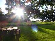 "Ltt-Borsti-Ranch" in Klpinsee: Platz in der Abendsonne.