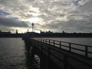 Strandpromenade unter Wolken: Seebrcke des Ostseebades Zinnowitz.