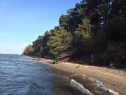 Halbinsel Gnitz: Badestrand unterhalb des Zeltplatzes am Weien Berg.