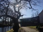 Wintergarten am Burggraben: Wasserschloss Mellenthin auf Usedom.