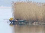 Am Ausgang der Melle: Fischerboote im Achterwasser.