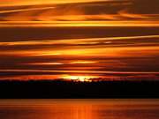 Romantisches Usedom: Sonnenuntergang ber dem Achterwasser.